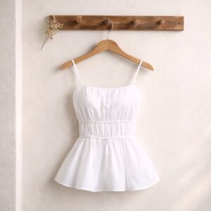 top tirantes fruncido blanco