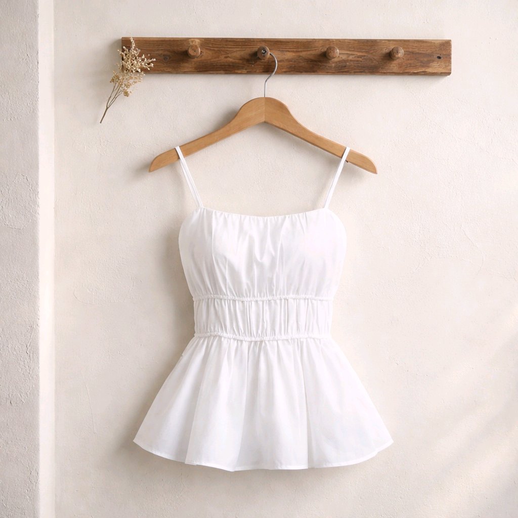 top tirantes fruncido blanco