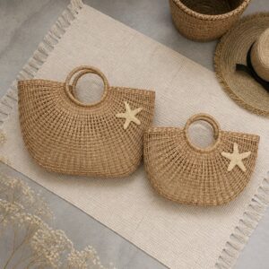 Bolso de mano seagrass con bolsa canvas