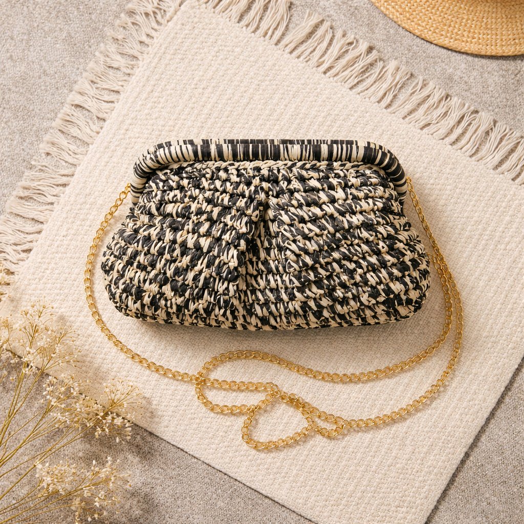 Bolso de rafia bicolor - Imagen 4