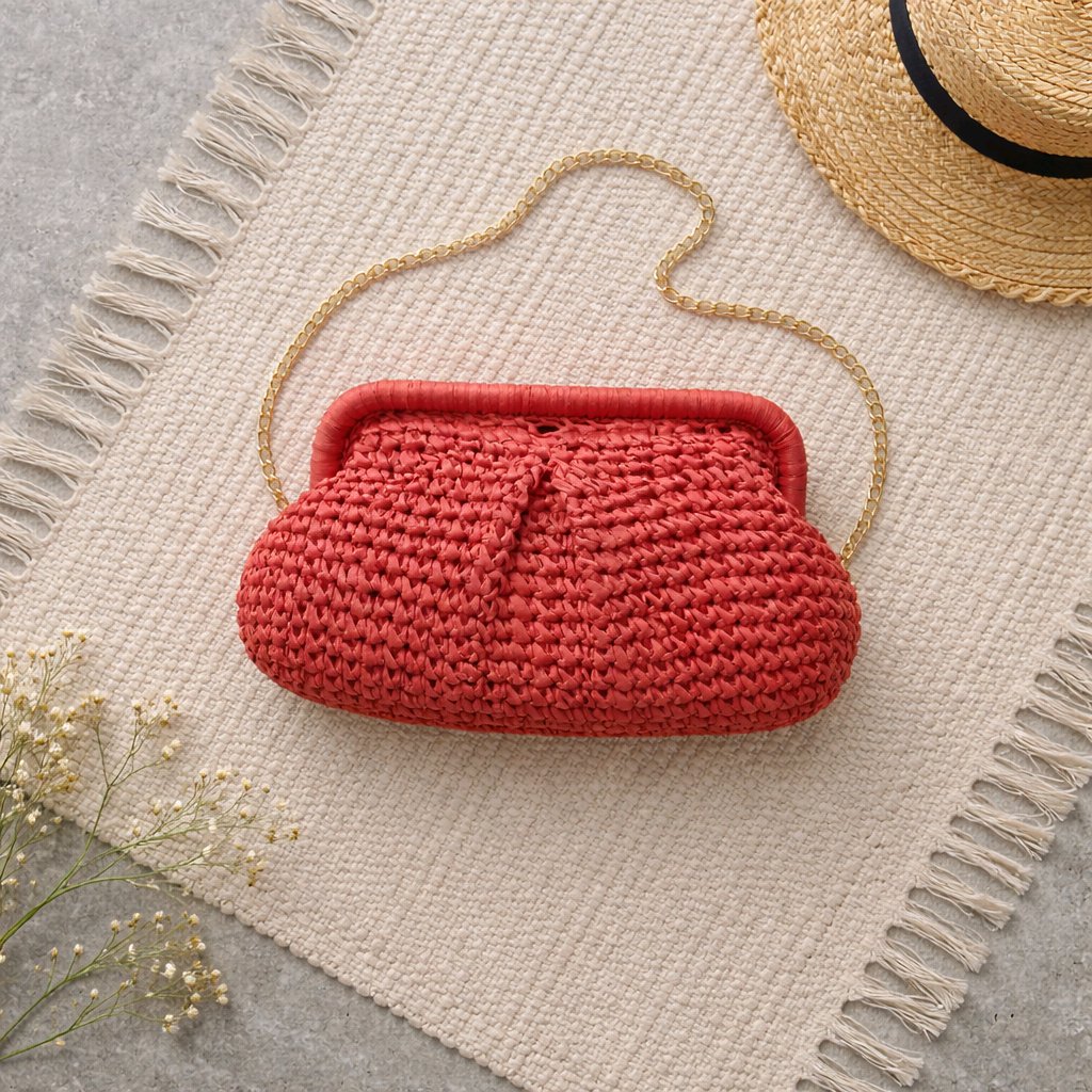 Bolso de rafia bicolor - Imagen 3