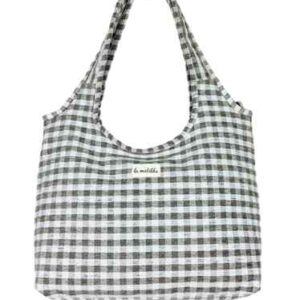 Bolso bandolera Gingham gris topo